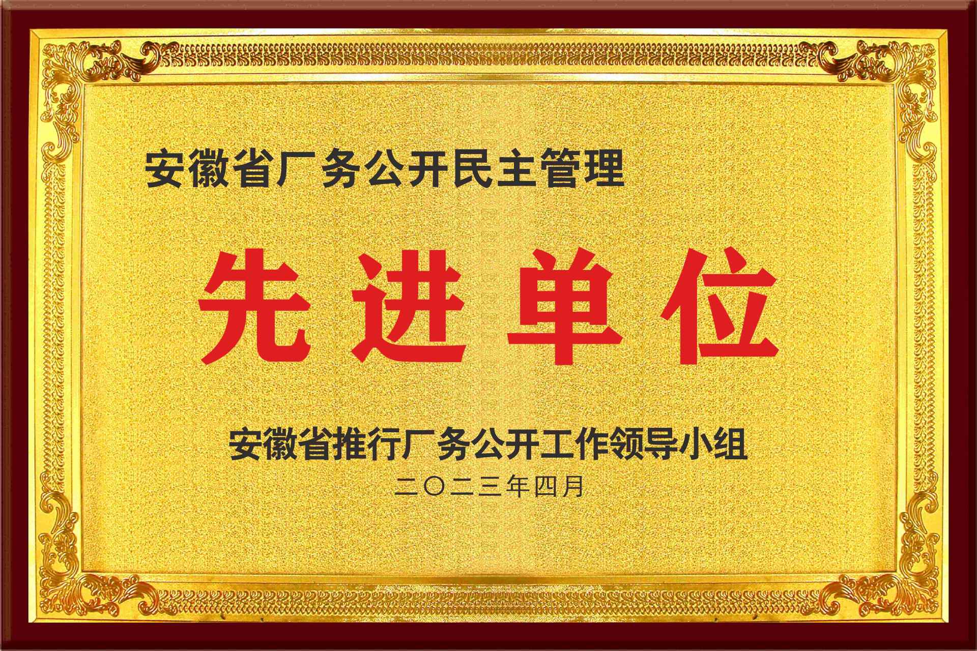 安徽省廠務(wù)公開民主管理先進(jìn)單位